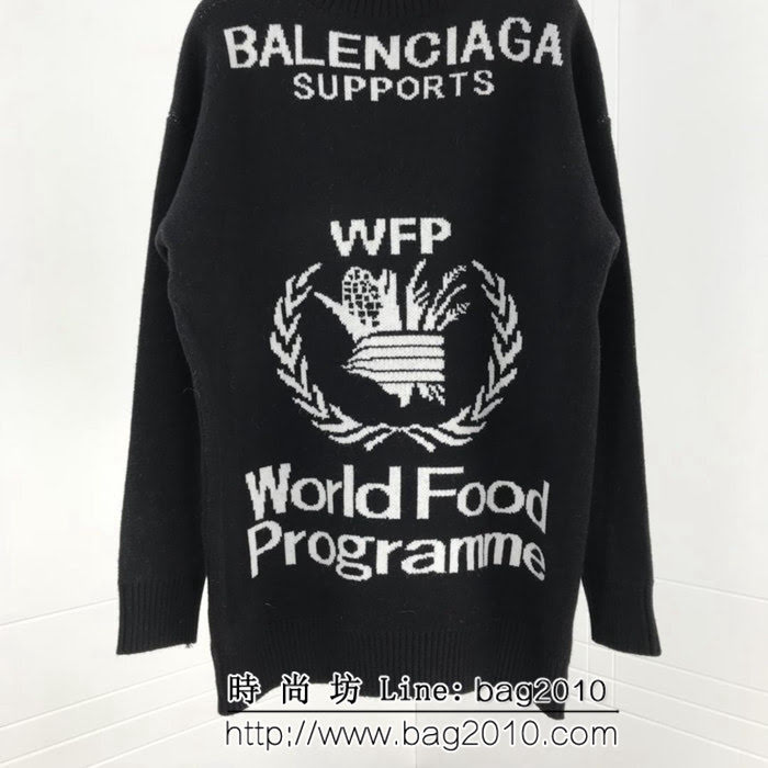 BALENCIAGA巴黎世家 18秋冬新款 WFP worldfoodProgramme系列 高領針織毛衣 面料厚實 高版本三標齊情侶款 ydi2096